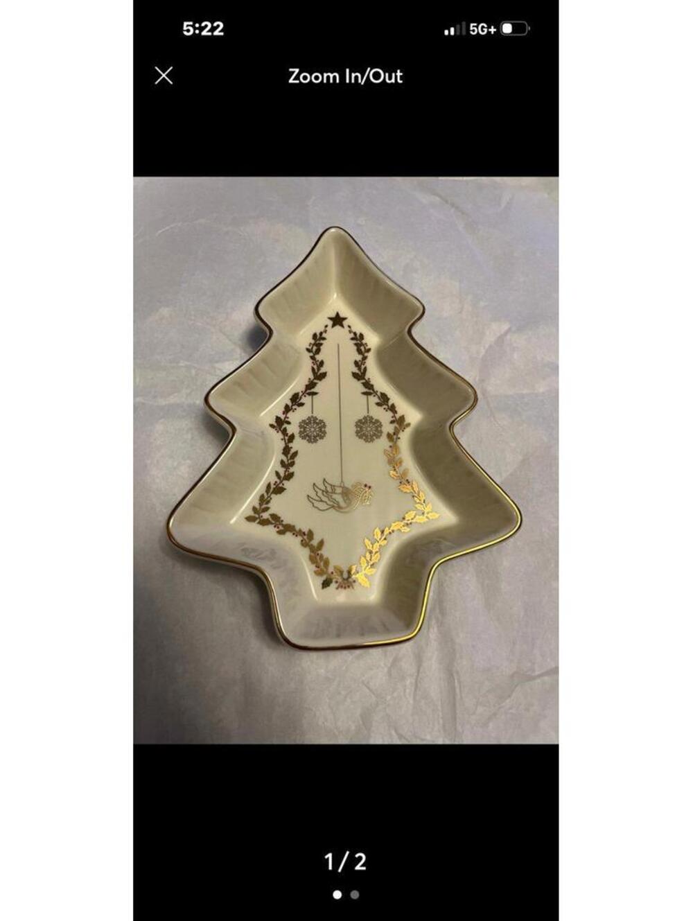 Christmas Tree Dish Formalities by Baum Bros Gold Accent With Red Berries